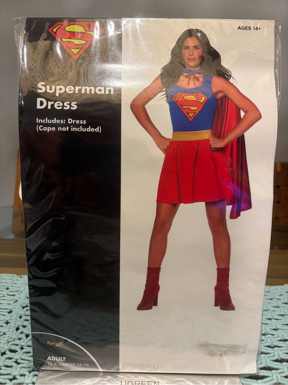 Spirit Supergirl Superman Dress  Red Blue Gold - Costume NWT XL